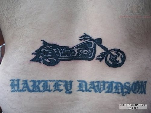 Lowerback Harley Davidson Bike Tattoo
